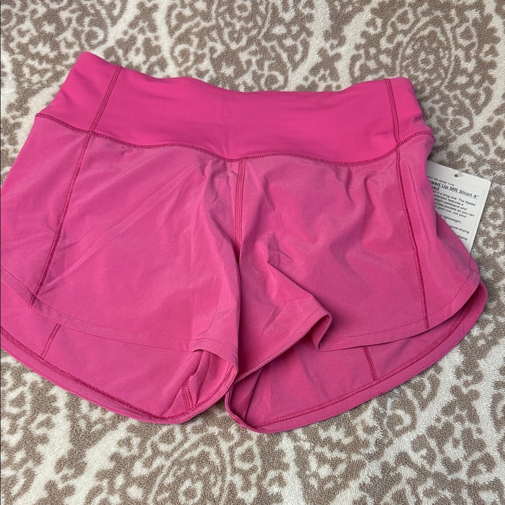 Lululemon Pink Speed Up MR Short 4” Lined - Size 2 NWT